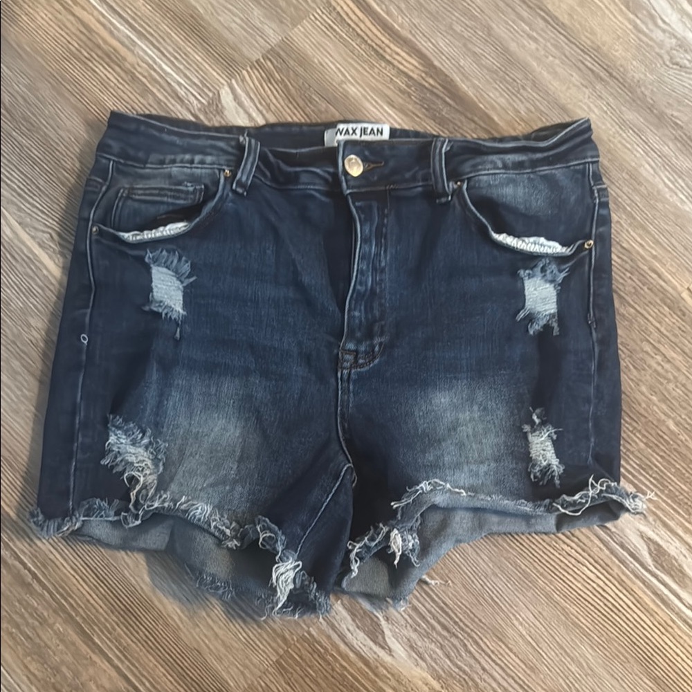 Women's Distressed Denim Shorts - Blue